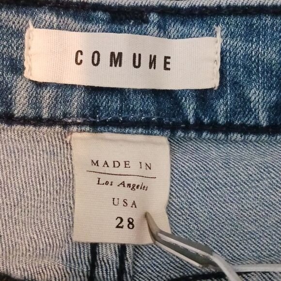 NEW Comune London Mid Twig Blue Jeans in Medium Wash Factory Distressed Size 28 - Picture 10 of 13
